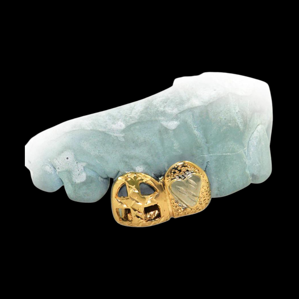 2 10k Teeth Yellow Gold Open Design.