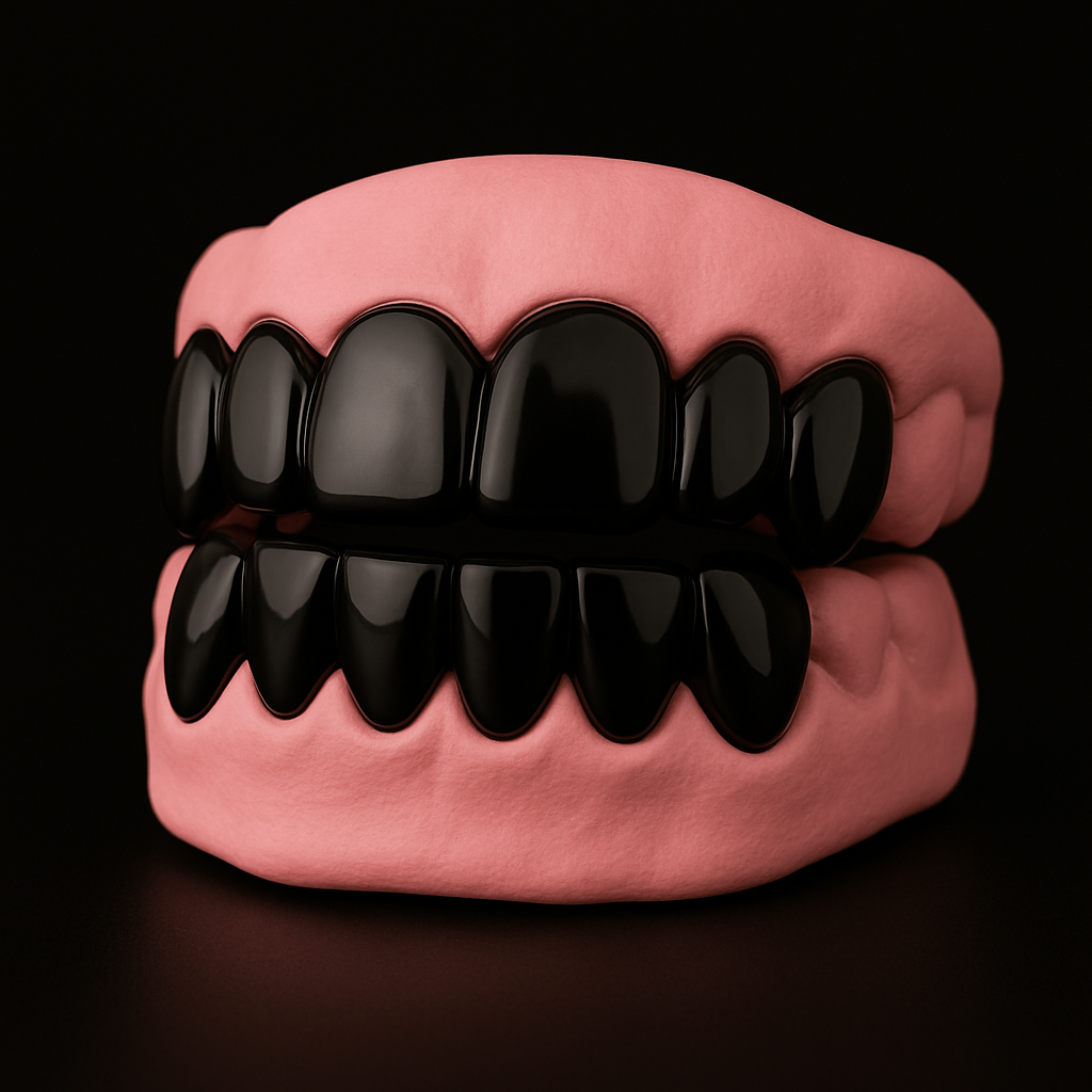 Custom Joker With Black Rhodium Gold Grillz