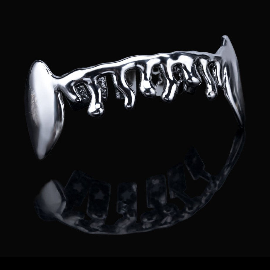 Custom 6 Teeth Drip With Extended Fangs Gold Grillz