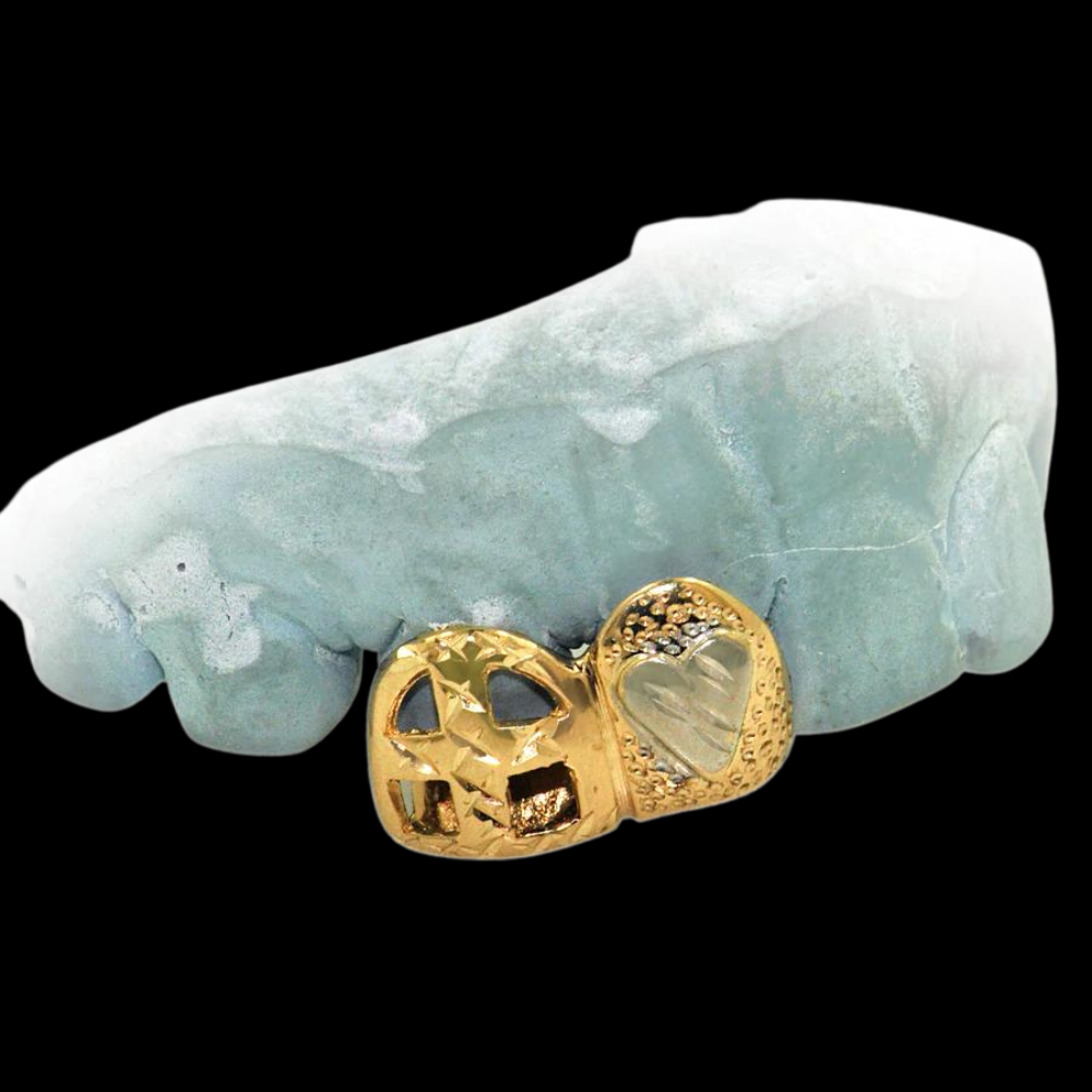 2 10k Teeth Yellow Gold Open Design.