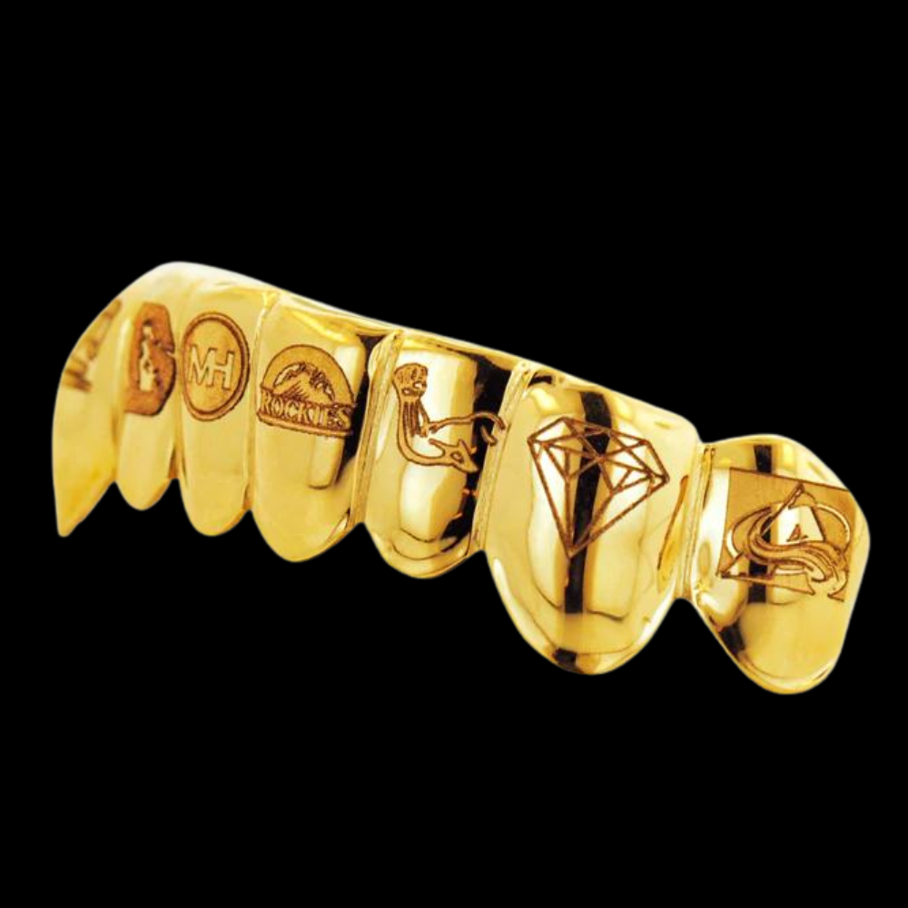 2 Engraved Teeth Grillz.
