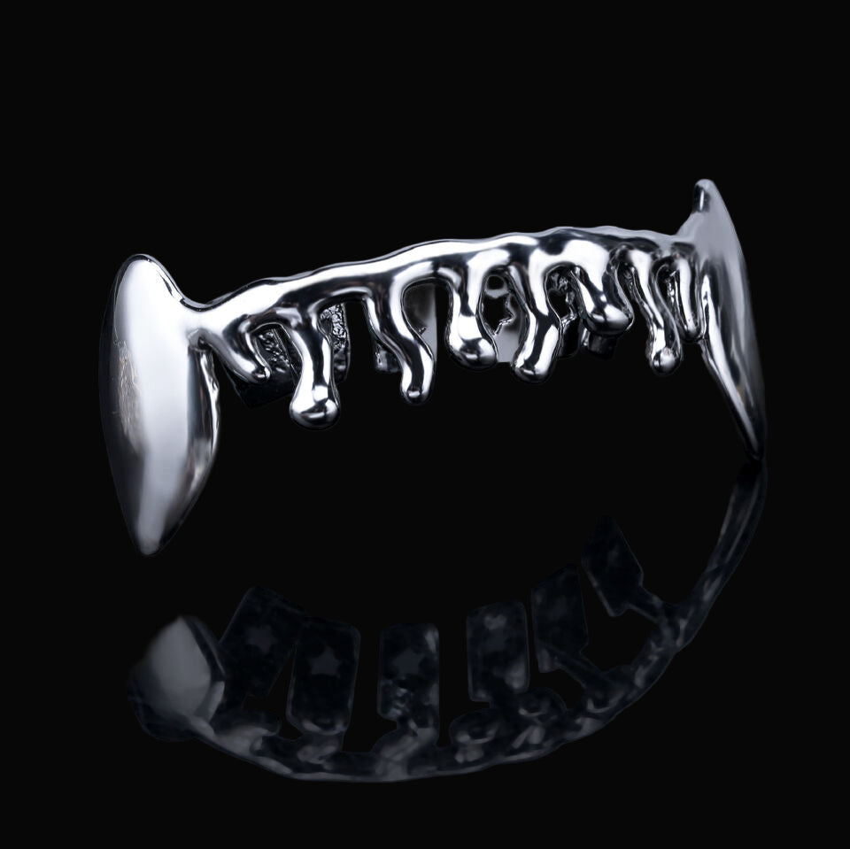 Custom 6 Teeth Drip With Extended Fangs Gold Grillz