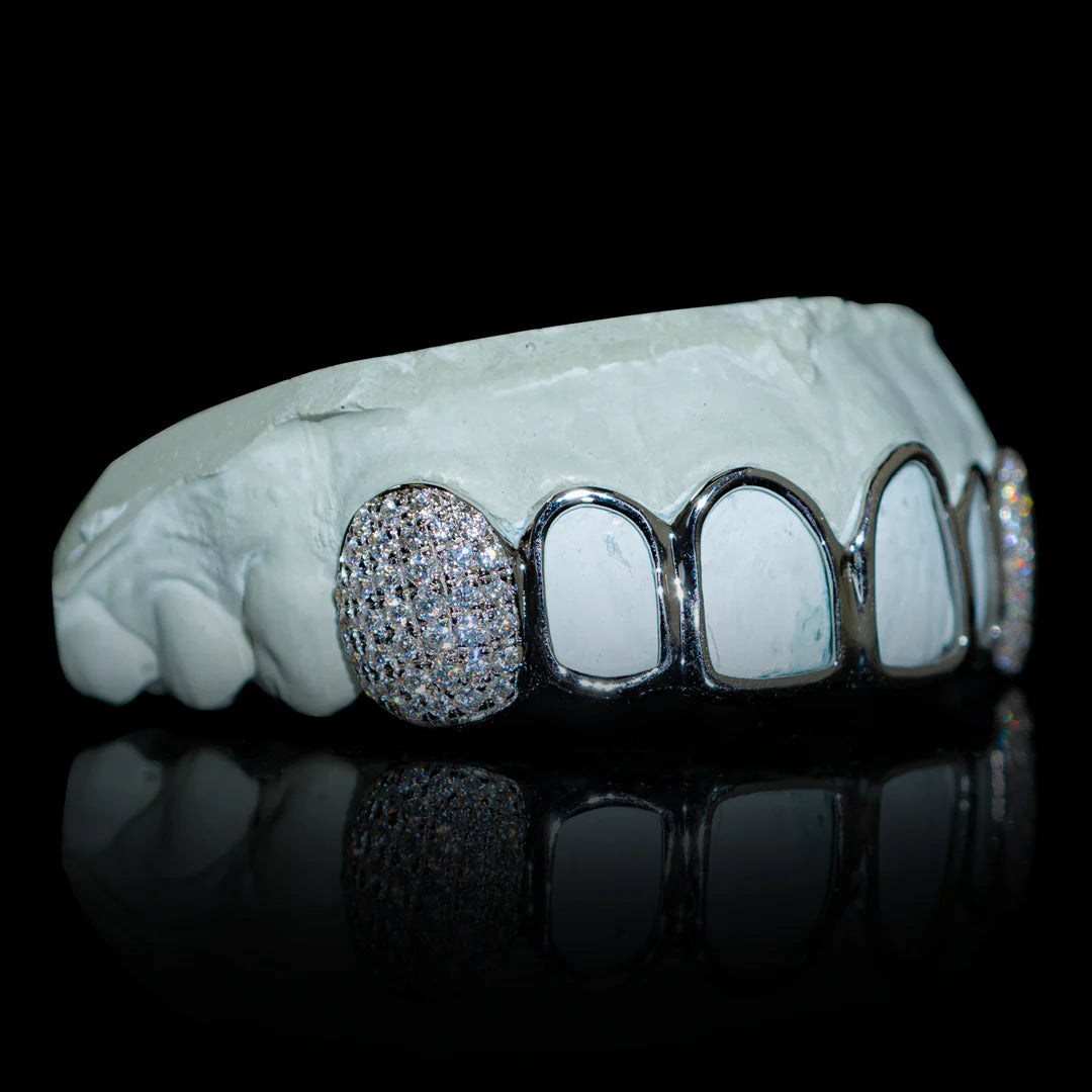Custom Open Face with Iced Fangs Grillz