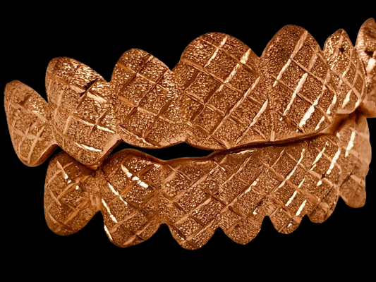 925 Solid Sterling Silver 18K White Gold Plated Dust + Diamond Cut Grillz