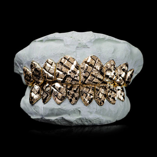 10K Solid Gold Diamond Cut + Dust Grillz