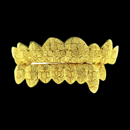 16 Piece Deep Cut Diamond Dust Gold Grillz.