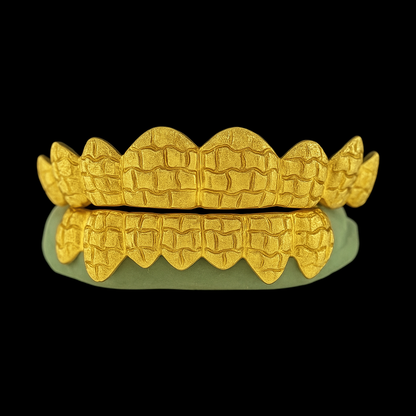 16 Piece Deep Cut Nugget Gold Grillz