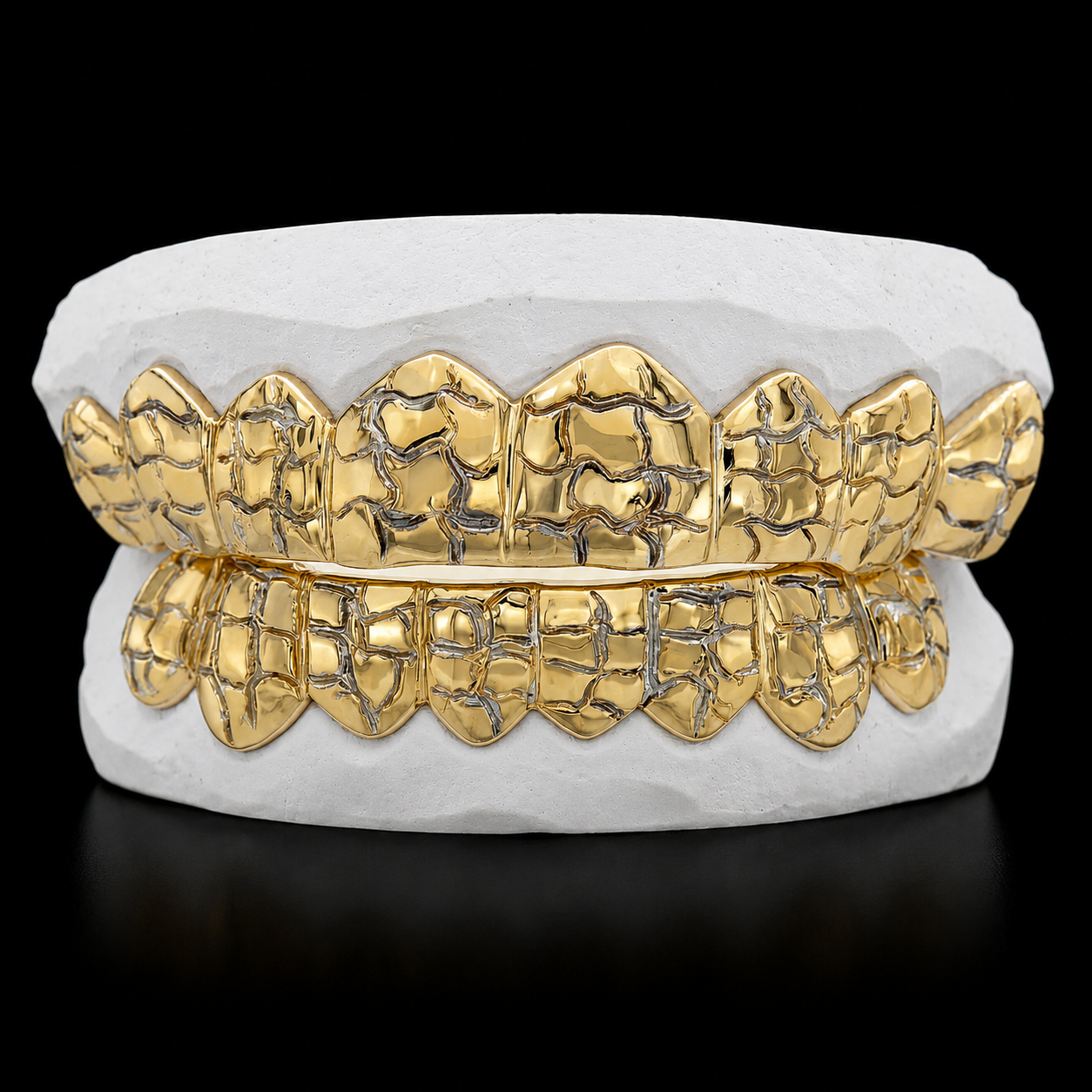 8 on 8 Piece Deep Cut Nugget Gold Grillz