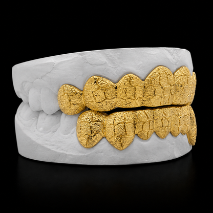 16 Piece Deep Cut Diamond Dust Gold Grillz