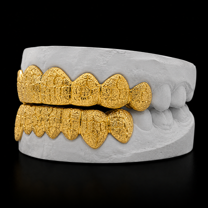 16 Piece Deep Cut Diamond Dust Gold Grillz