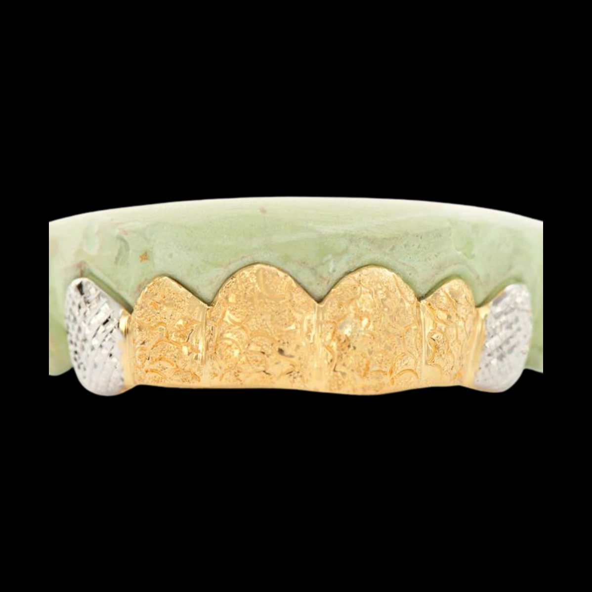 6 Piece Deep Cut Nugget Grillz with Diamond Dust and Cuts.