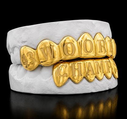 6 Top & 6 Bottom World Series Teeth Gold Grillz