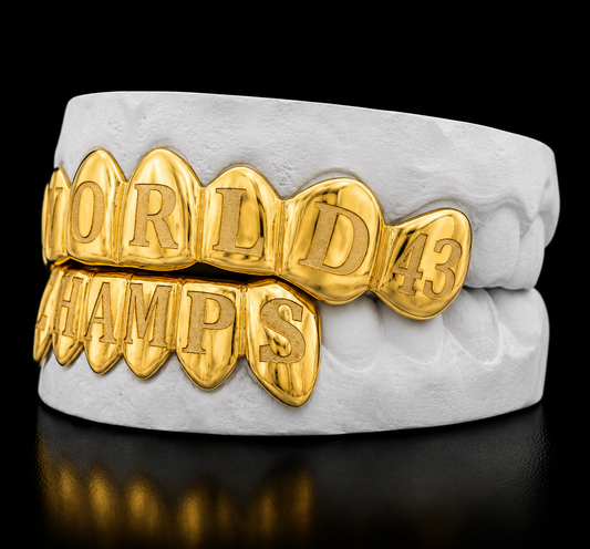 6 Top & 6 Bottom World Series Teeth Gold Grillz