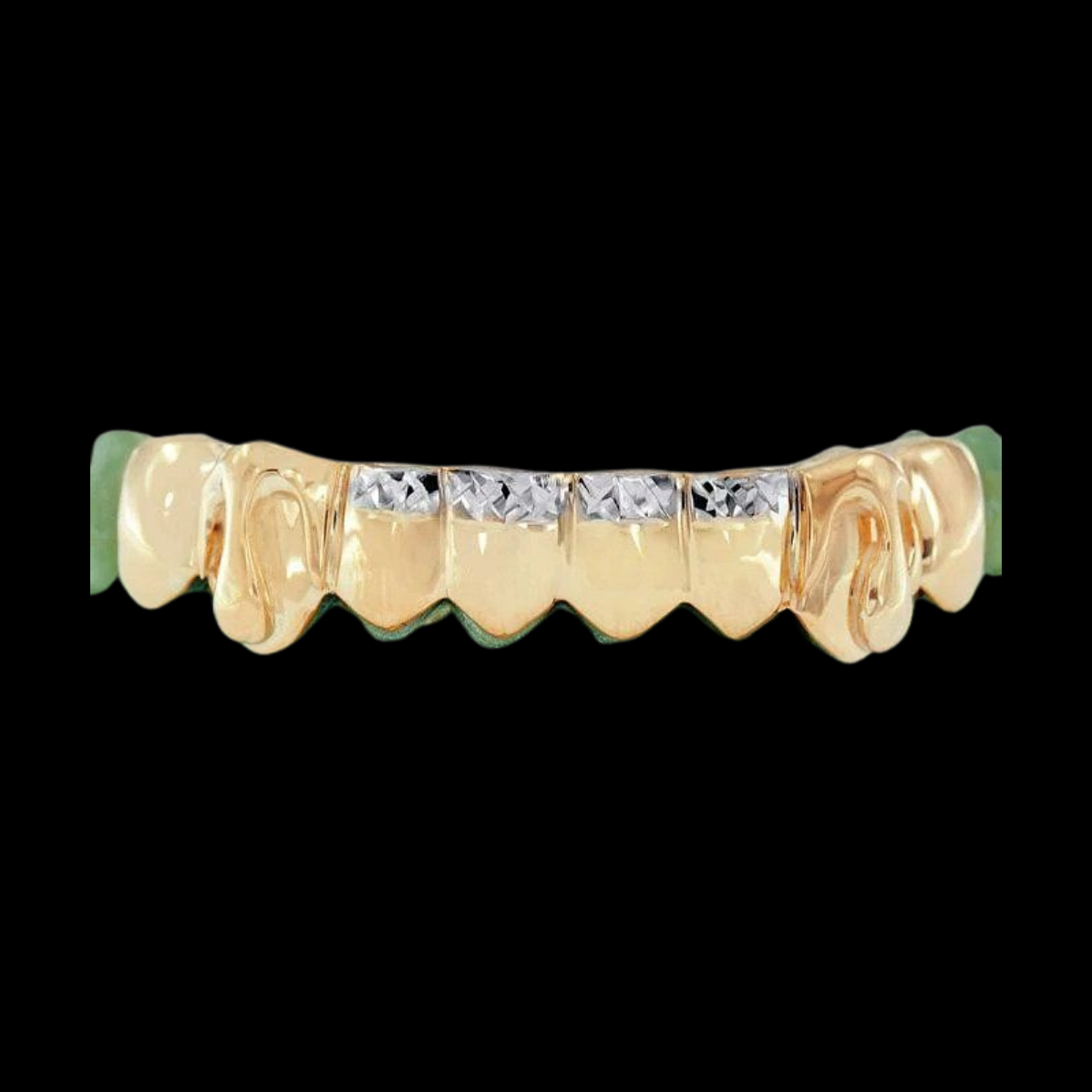 8 Teeth Solid Deep Cut Grillz 2 Teeth with Dripping Gold Grillz