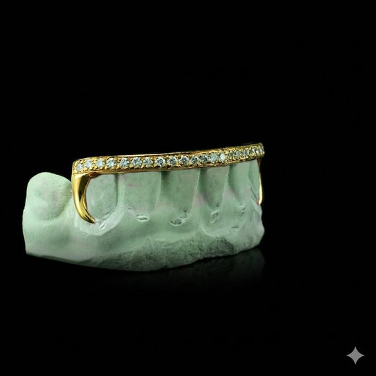 Kim K Style One Row Diamond Bar Gold Grillz