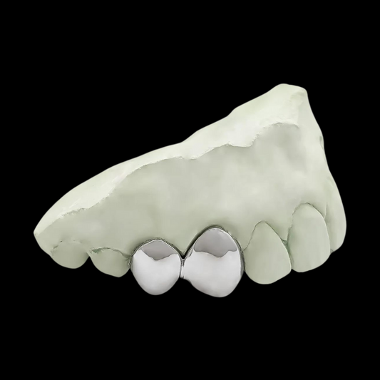 CUSTOM ANY 2 TEETH (CONNECTED) GOLD GRILLZ.