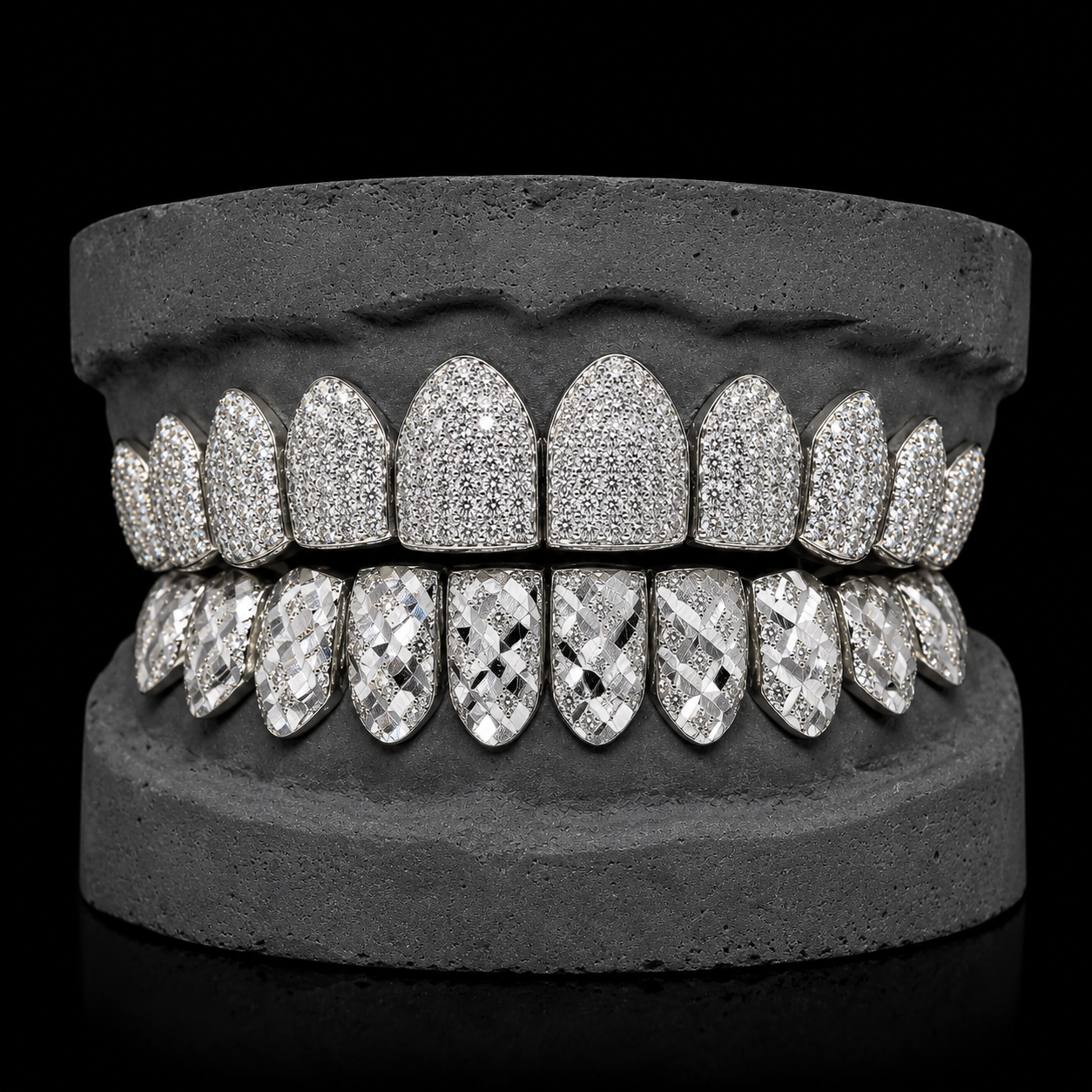 Diamond Top and Diamond Cut Bottom VVS Moisannite Diamond Grillz