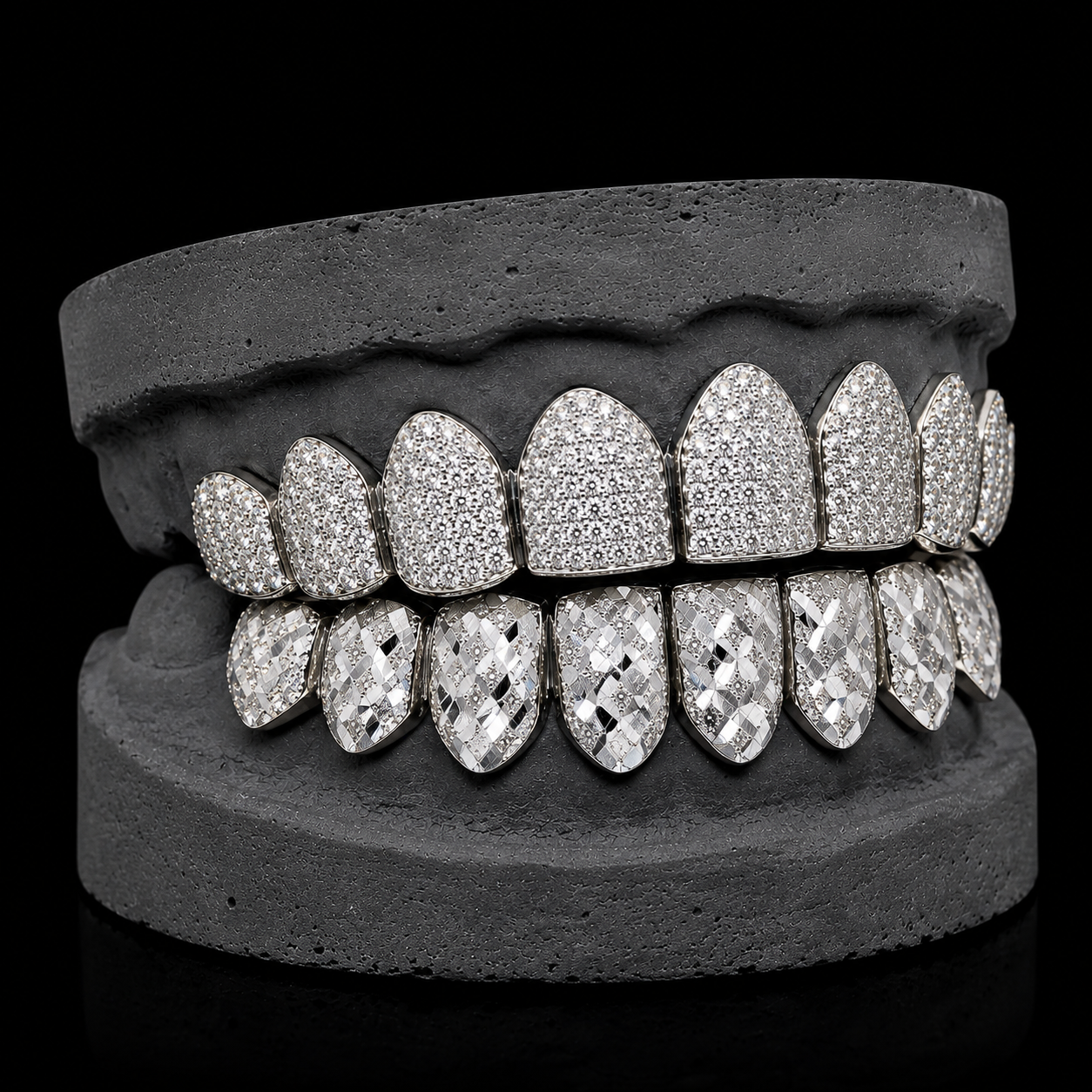 Diamond Top and Diamond Cut Bottom VVS Moisannite Diamond Grillz