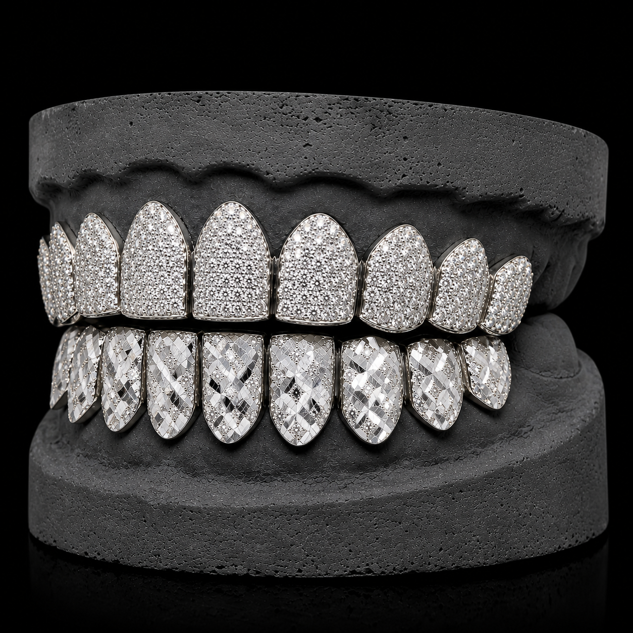 Diamond Top and Diamond Cut Bottom VVS Moisannite Diamond Grillz
