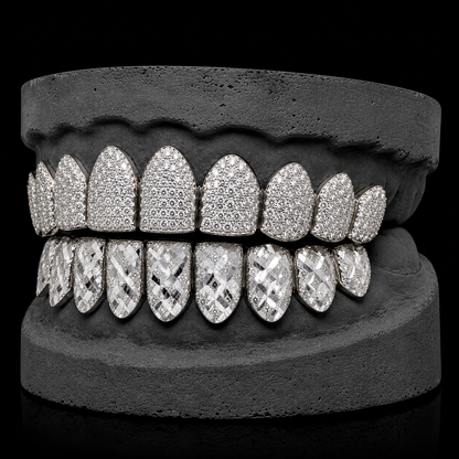 Diamond Top and Diamond Cut Bottom VVS Moisannite Diamond Grillz