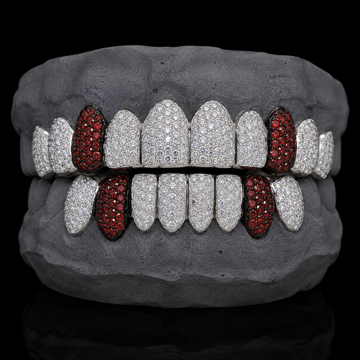 Blood Stone Fangs VVS Moissanite Diamond Grillz