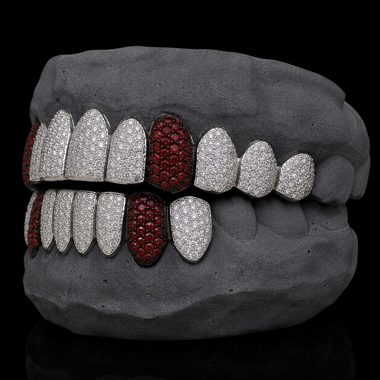 Blood Stone Fangs VVS Moissanite Diamond Grillz