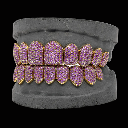 Custom Purple Amethyst & Black Rhodium Gold Grillz