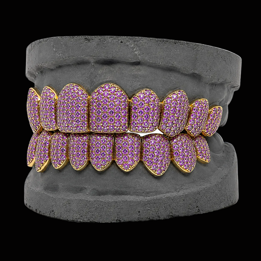 Custom Purple Amethyst & Black Rhodium Gold Grillz