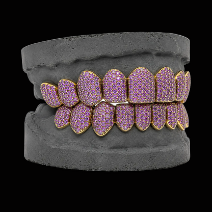 Custom Purple Amethyst & Black Rhodium Gold Grillz