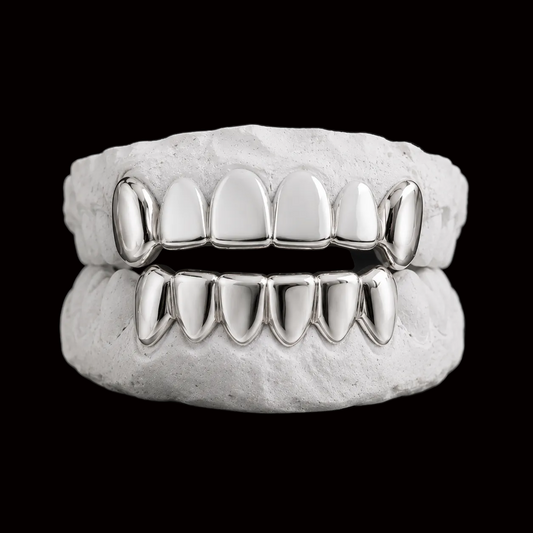 Custom 2 Teeth with Extended Fangs & 6 Bottom Gold Grillz
