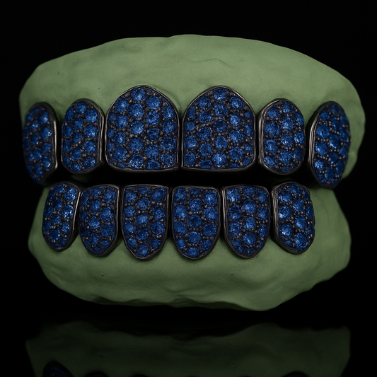 Custom VVS Moissanite Ice Blue Diamond Grillz