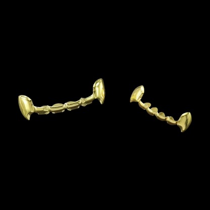 Custom 2 Teeth With Extended Fang Gold Grillz