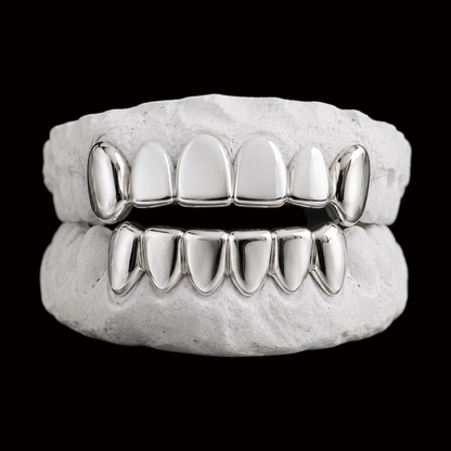 Custom 2 Teeth with Extended Fangs & 6 Bottom Gold Grillz