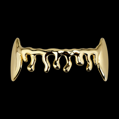 Custom 6 Teeth Drip With Extended Fangs Gold Grillz