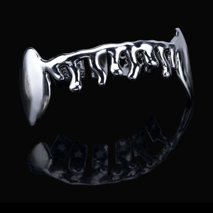 Custom 6 Teeth Drip With Extended Fangs Gold Grillz