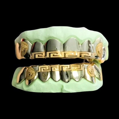 Custom 8 On 8 Versace Engraving Gold Grillz