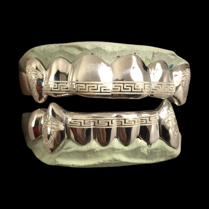 Custom 8 On 8 Versace Engraving Gold Grillz