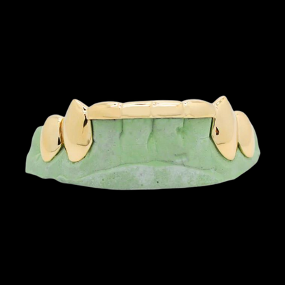 Custom 8 Teeth With Front Bar With Extended Fangs Grillz