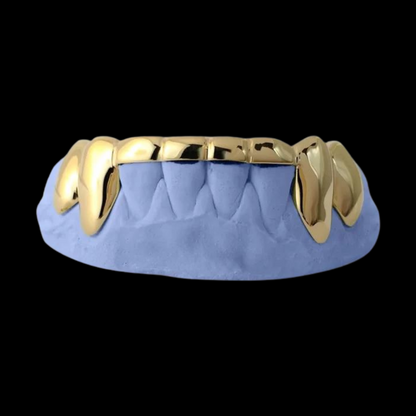 Custom 8 Teeth With Front Bar With Extended Fangs Grillz