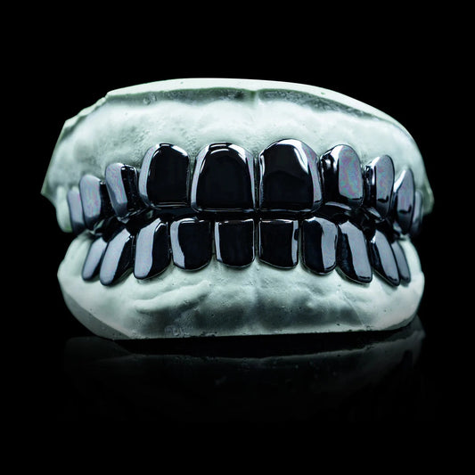Custom Black E-Coating Solid Deep Cut Grillz