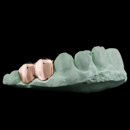 SOLID GOLD DOUBLE CAP TOOTH GRILLZ