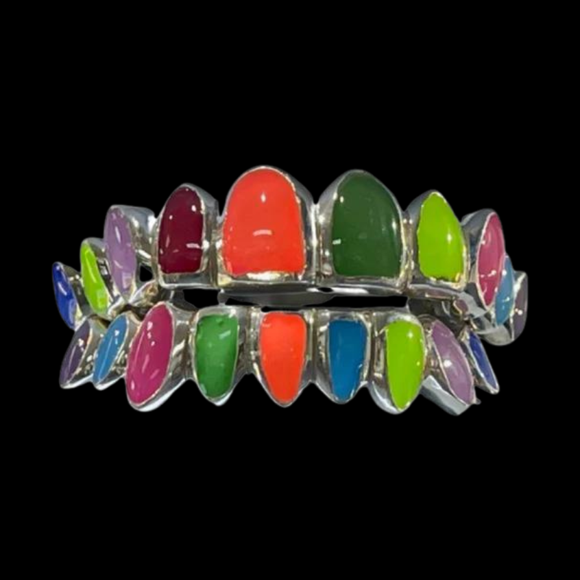 Custom Colored Enamel Gold Grillz