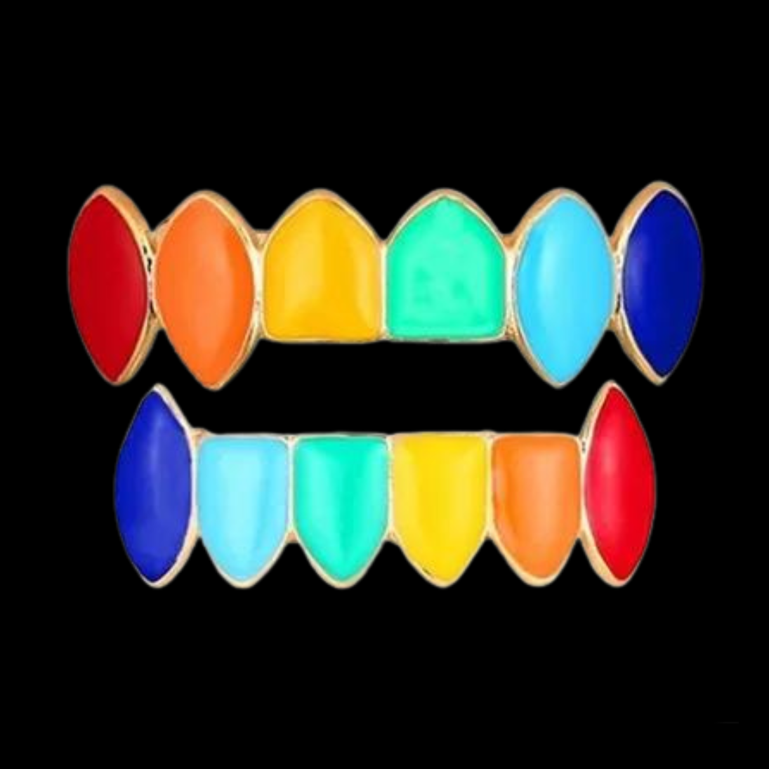 Custom Colored Enamel Gold Grillz