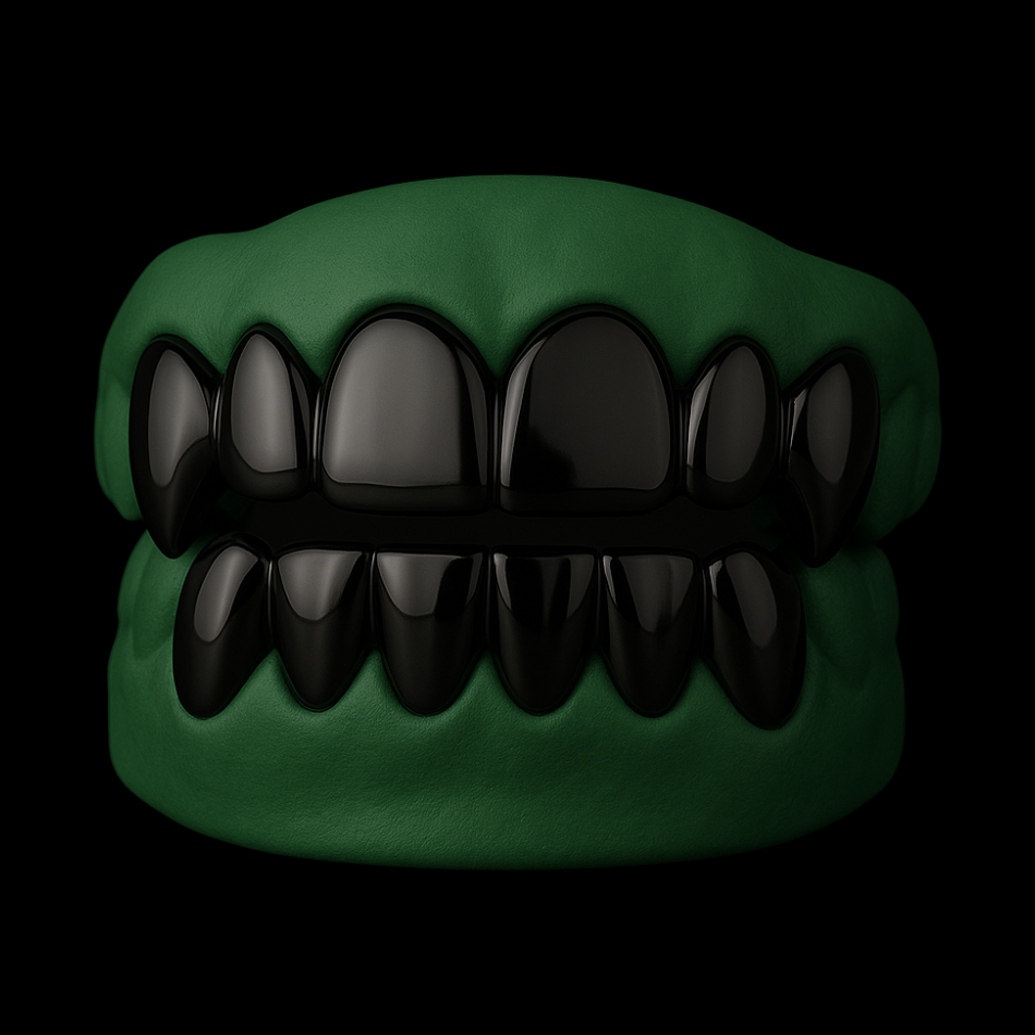 Custom Joker With Black Rhodium Gold Grillz