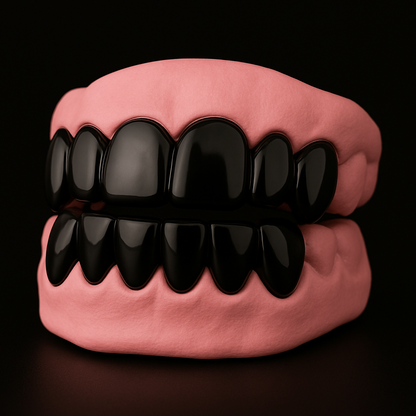 Custom Joker With Black Rhodium Gold Grillz