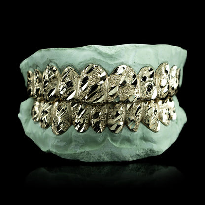 Custom Nugget Cut Diamond Dust Gold Grillz