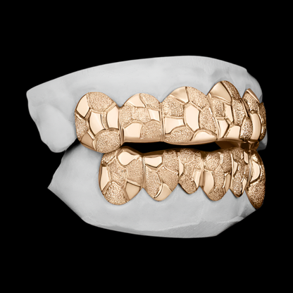 Custom Nugget Style Design Outline Gold Grillz