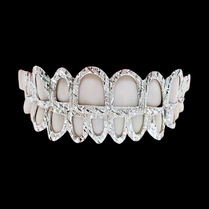 Custom Open Face Diamond Cut Diamond Dust Gold Grillz