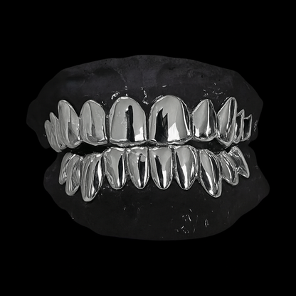 Solid silver grillz set with polished finish