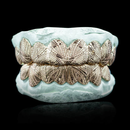 Custom Tribal Engravings Gold Grillz